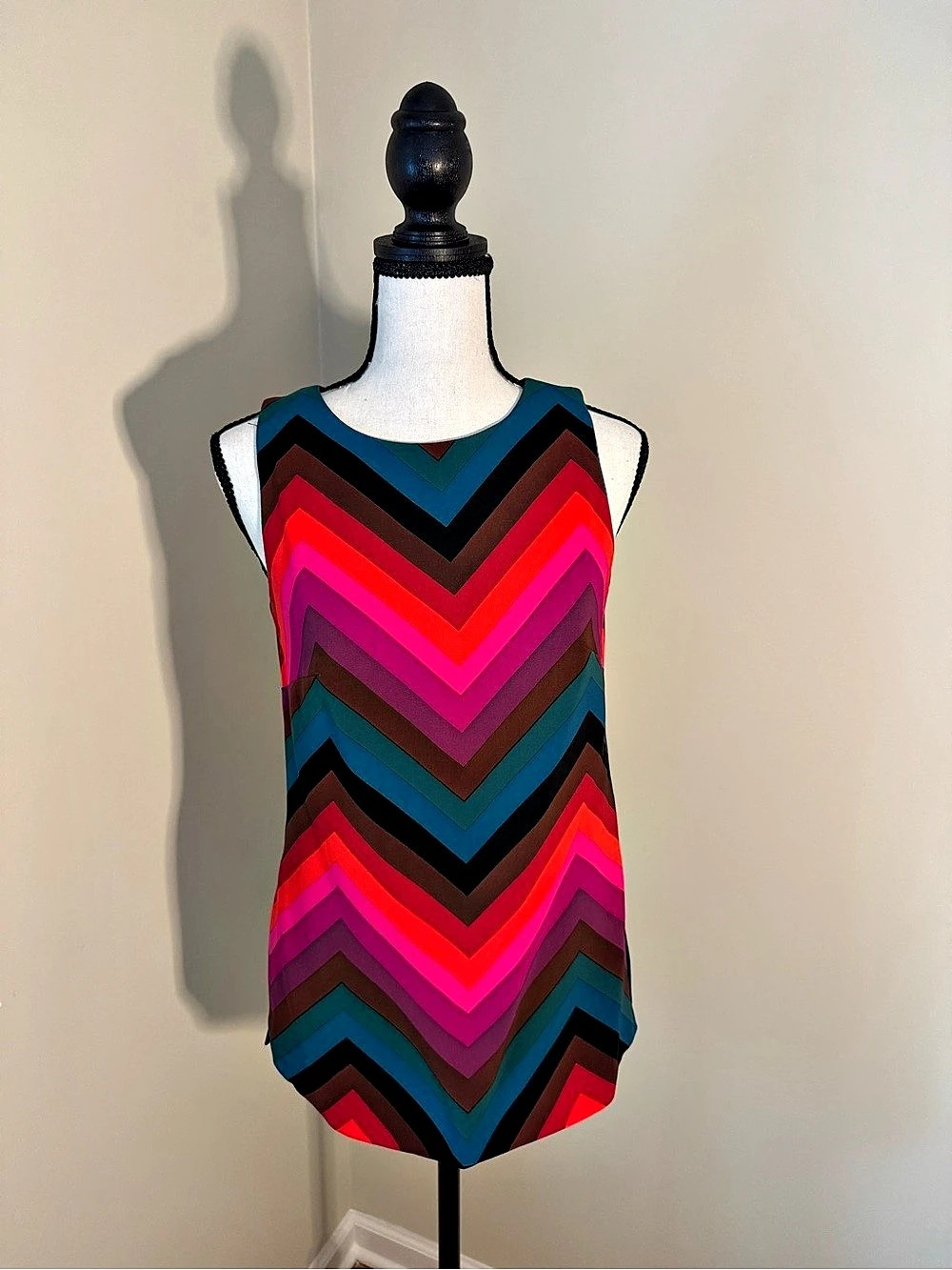 Trina Turk Chevron Print Tank Top in Pink & Blue Like New